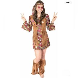 HIPPIE Peace & Love Youth Girls Halloween 3 Piece Dress Up Costume
